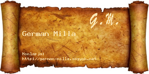 German Milla névjegykártya
